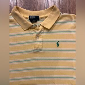 Polo Ralph Lauren Boys Youth Size XL 18-20 Yellow Stripe Polo 100% Cotton